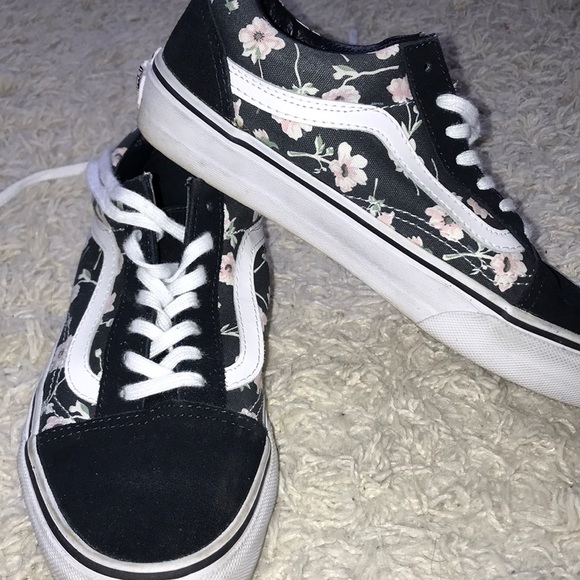 black vans with flowers